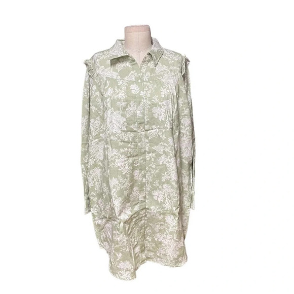 Roller Rabbit Caxias Darya Dress Sage Green White Floral Size Large - Picture 2 of 10